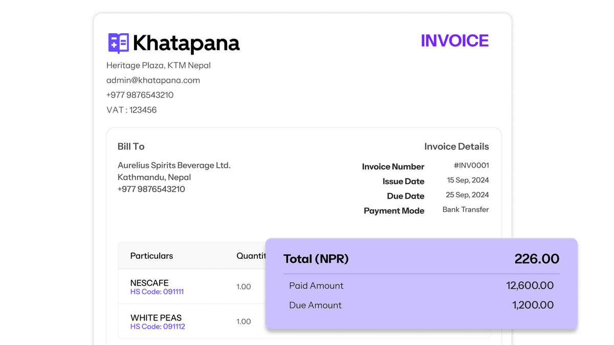 Invoicing Khatapana