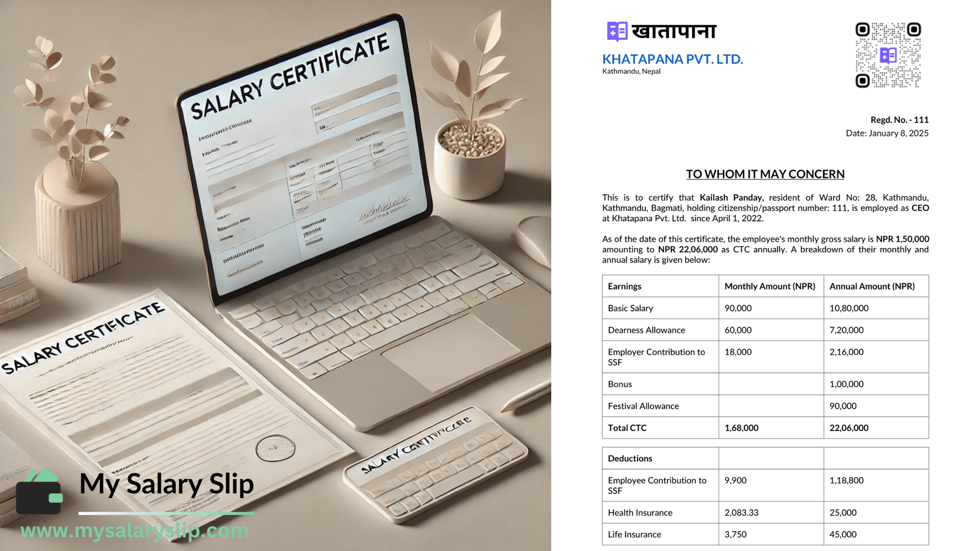 Salary Certificate Format Nepal: English & Nepali Samples